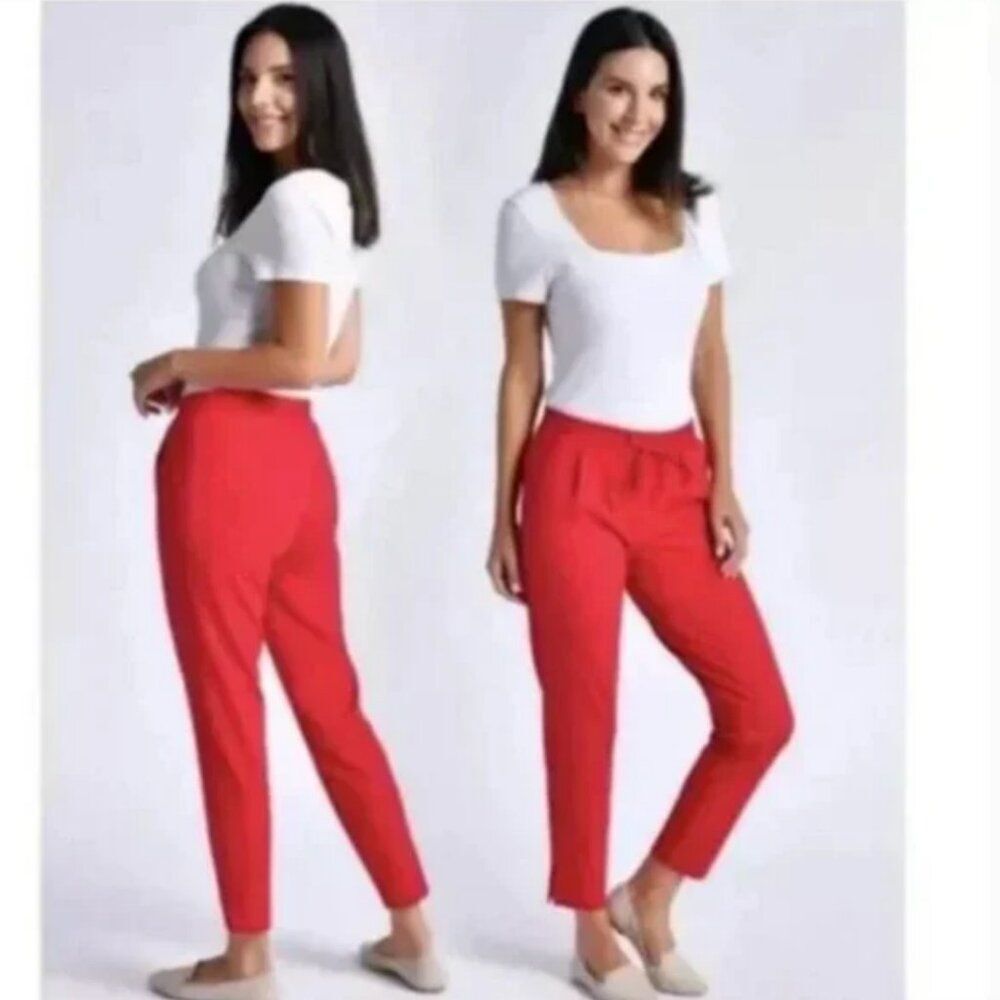 Betabrand Women's Skinny Leg Lightweight Stretch Ponte SoHo Red Joggers Size MP